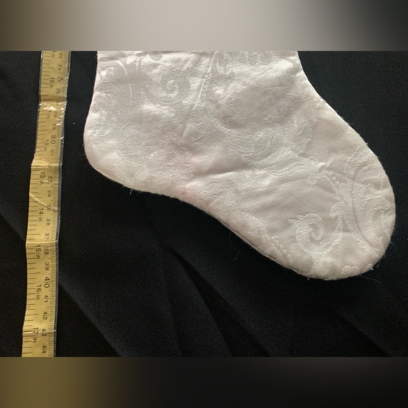 White and Gold Christmas Stocking, Preloved, 16in long - Picture 2 of 5